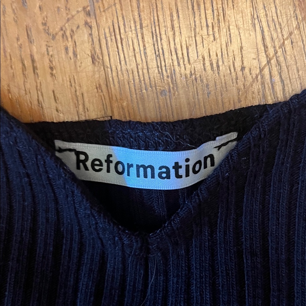 Reformation Black October Ribbed Long Sleeve Top - Picture 4 of 8